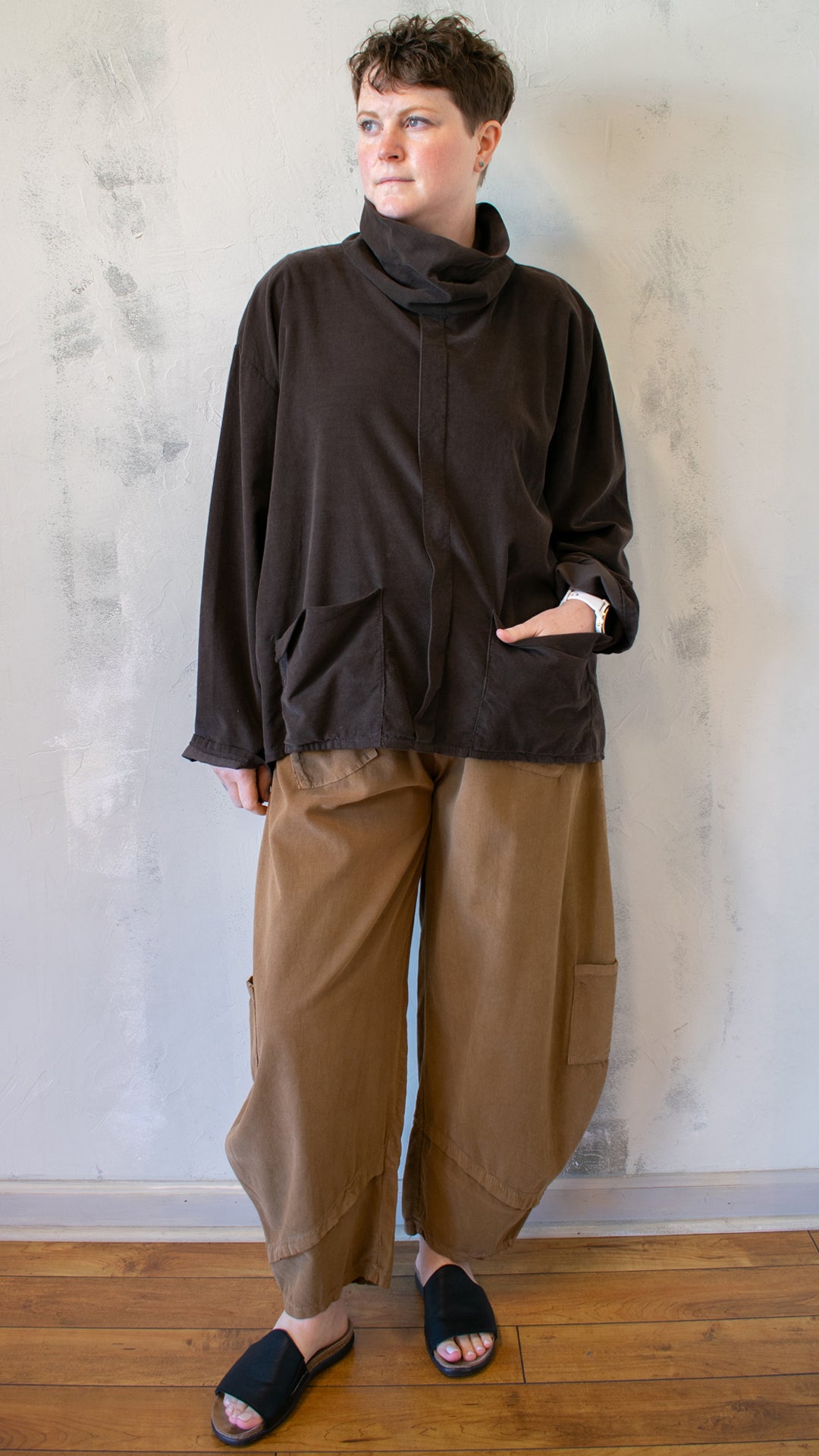 Corduroy Cowl Neck Top (Multiple Colors)
