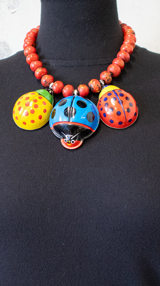 Wind-Up Lady Bug Toy Necklace