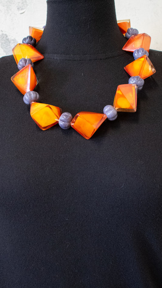 Lucite and Glass Bead Necklace