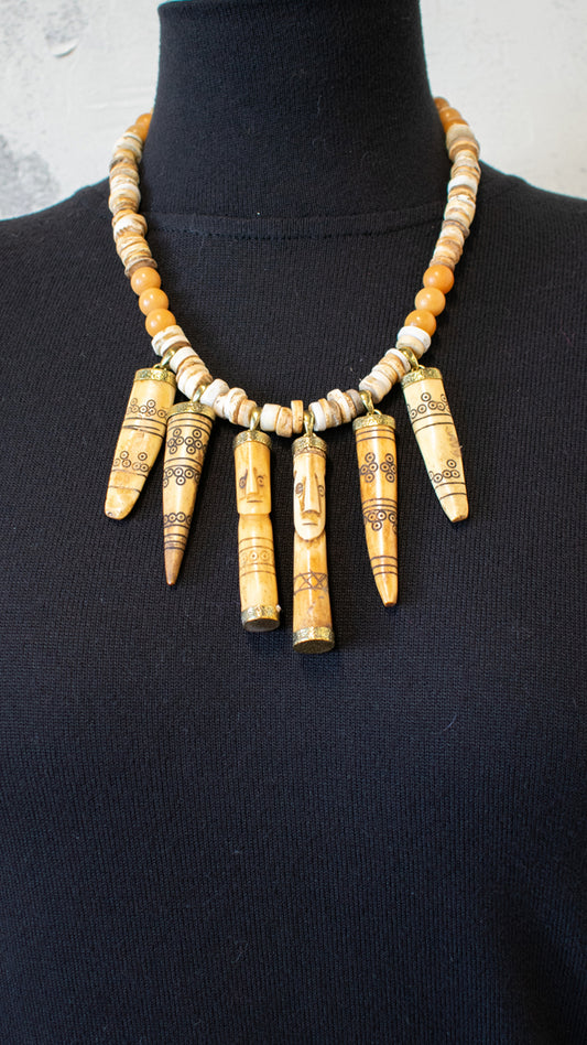Vintage Carved Bone Necklace