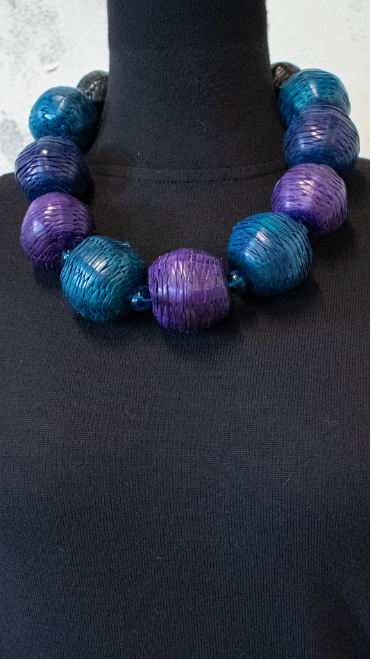 Woven Leather Balls Necklace