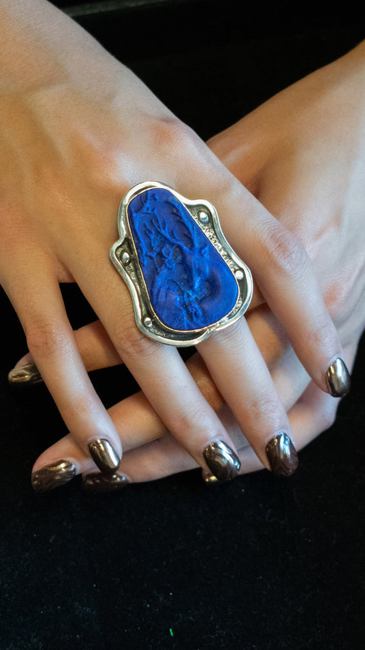 Carved Lapis Ring