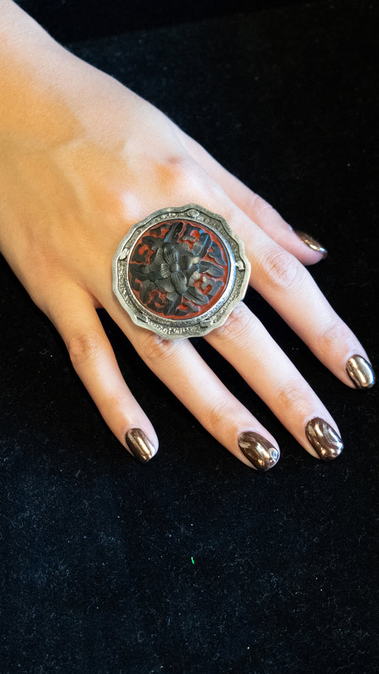 Black and Red Cinnabar Ring