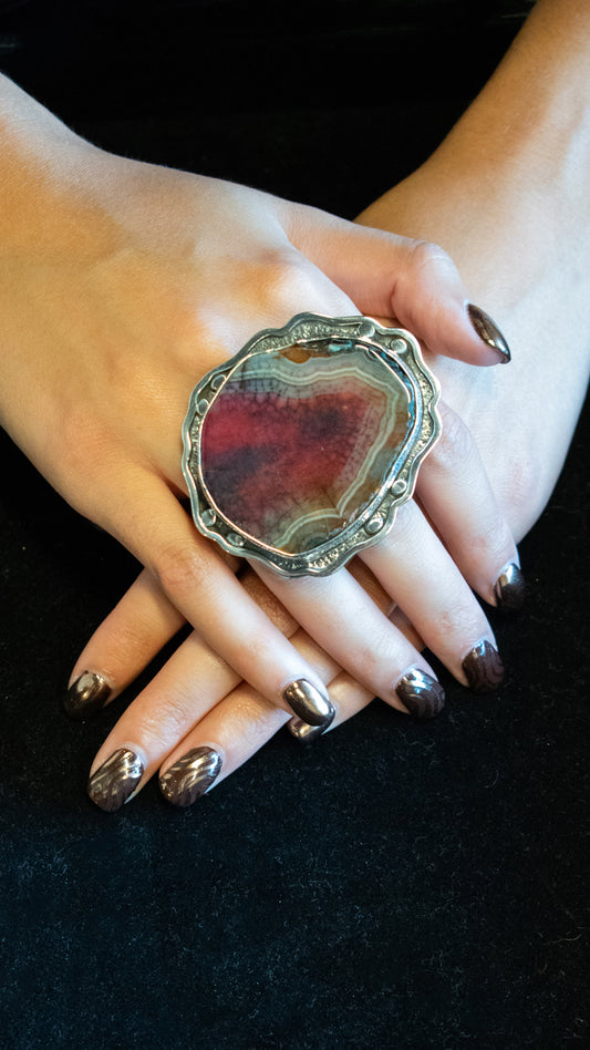 Water Melon Agate Ring
