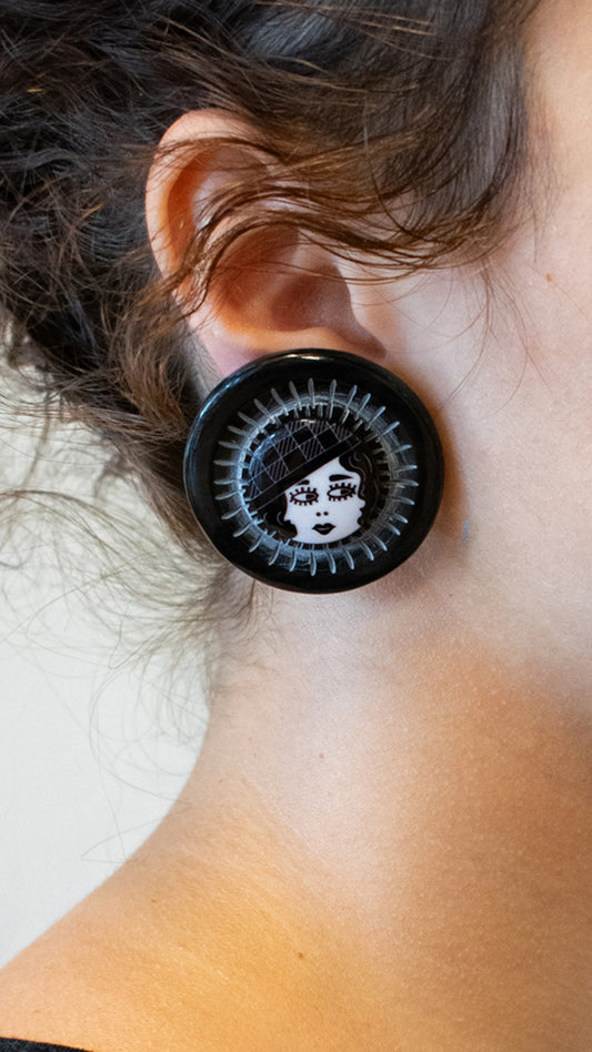 Buffalo and Glass Flapper Girl Clip Ons
