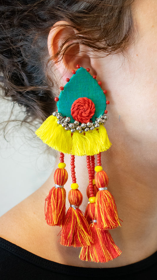 Indian Tassel Clip On Earrings