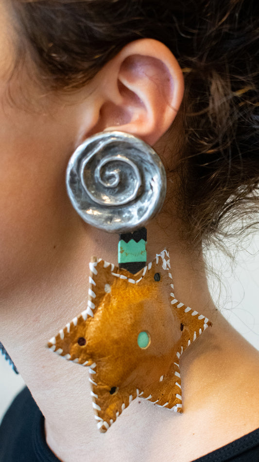African Leather with Metal Tops Clip Ons