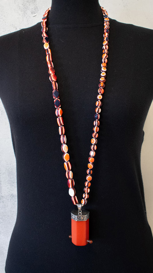 Bakelite Handle Pendant with Resin Beads Necklace