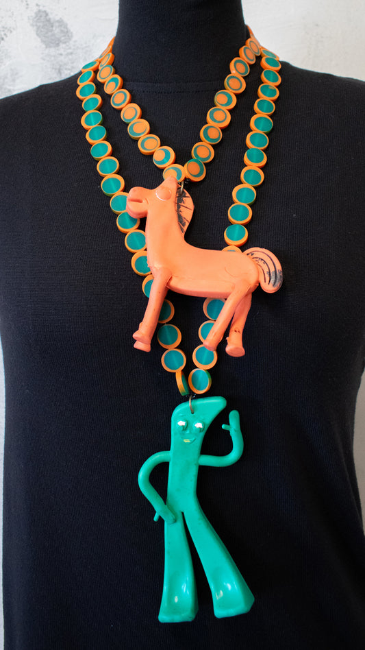 Vintage Gumby and Pokey Necklace