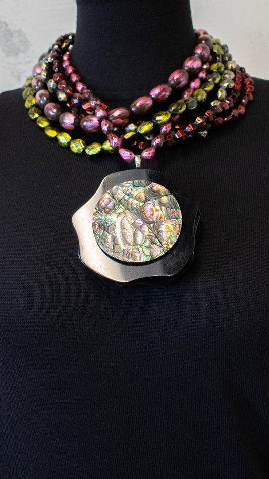 Abalone Disc Pendant Necklace