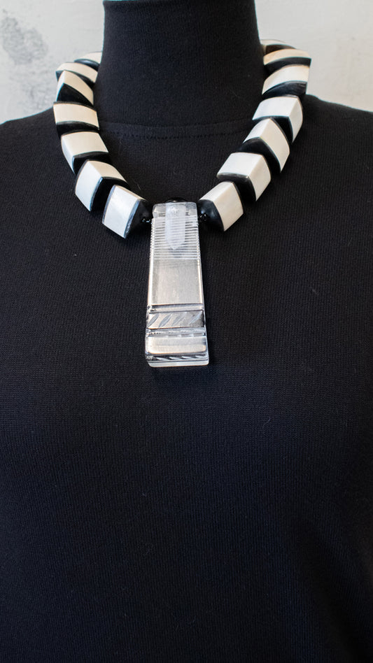 Lucite Umbrella Handle with Bone Necklace