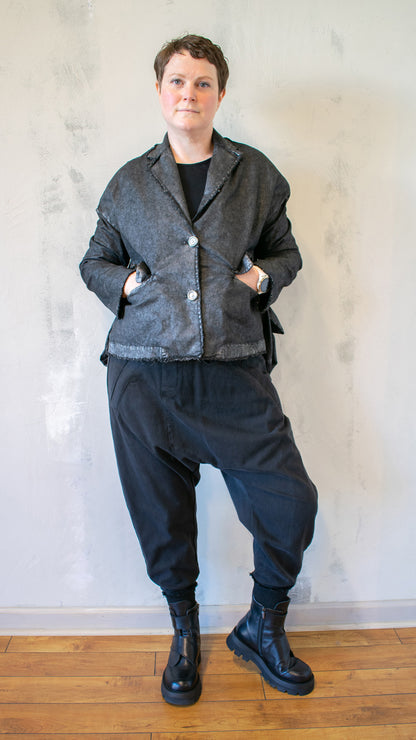 Giacca Boxy in Laminated Black