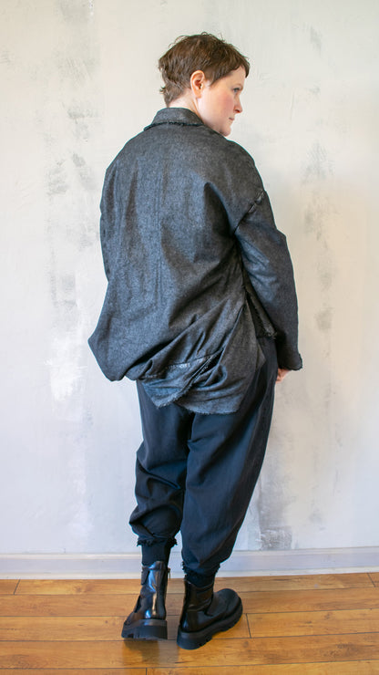 Giacca Boxy in Laminated Black