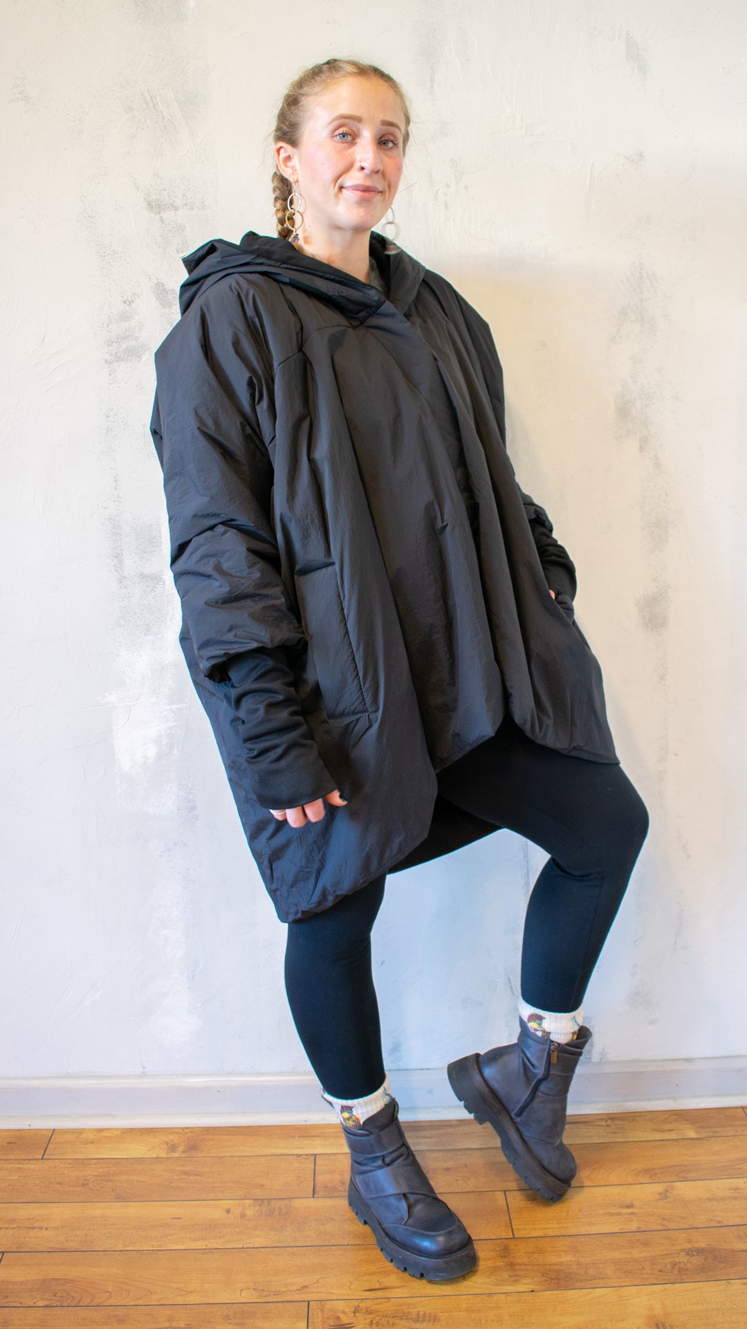 Piumino Midi Coat in Black