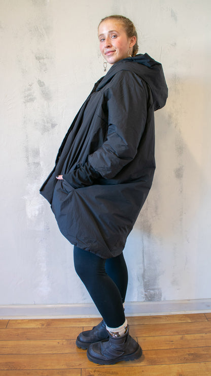 Piumino Midi Coat in Black