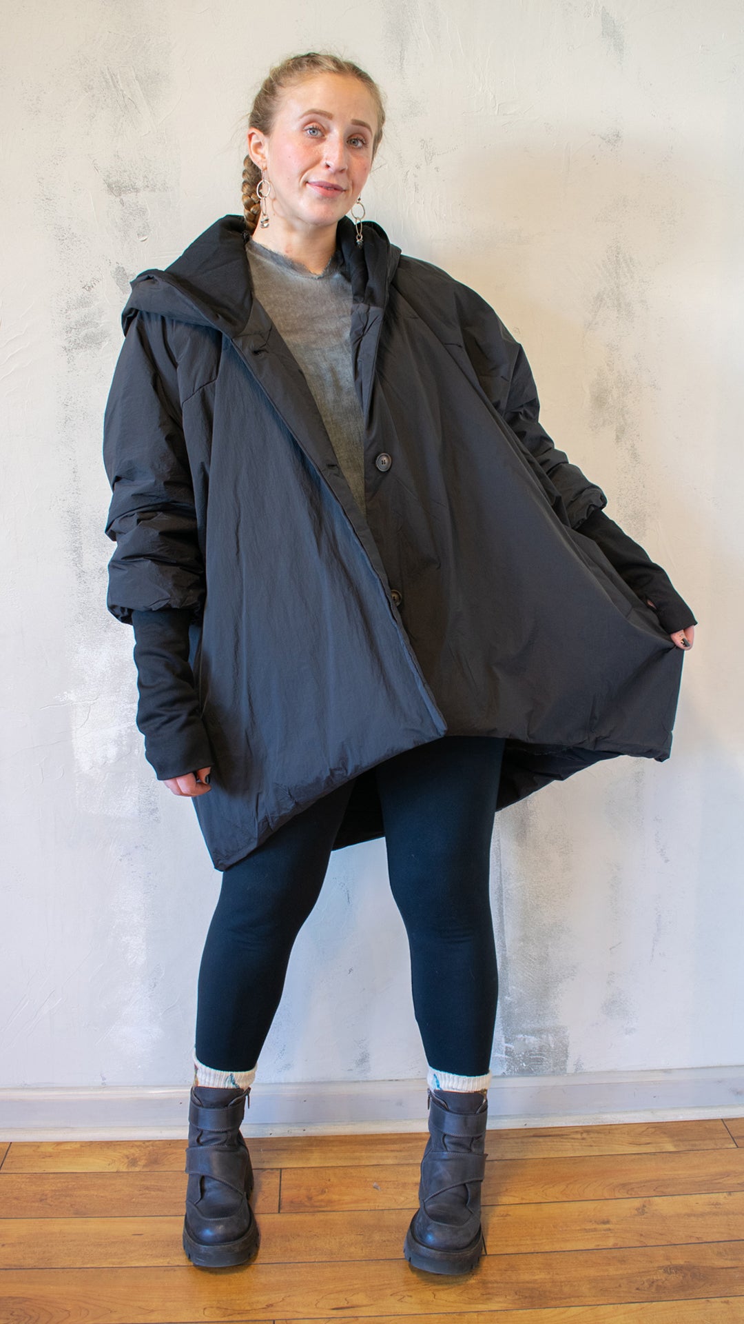 Piumino Midi Coat in Black