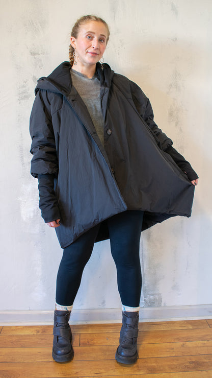 Piumino Midi Coat in Black