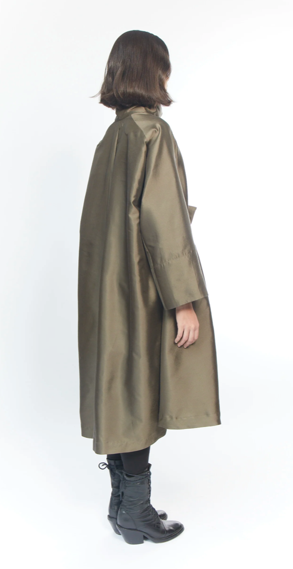 Silk Wool Jacket in Olive