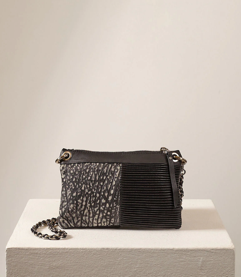 Malika Clutch in Black Pleated