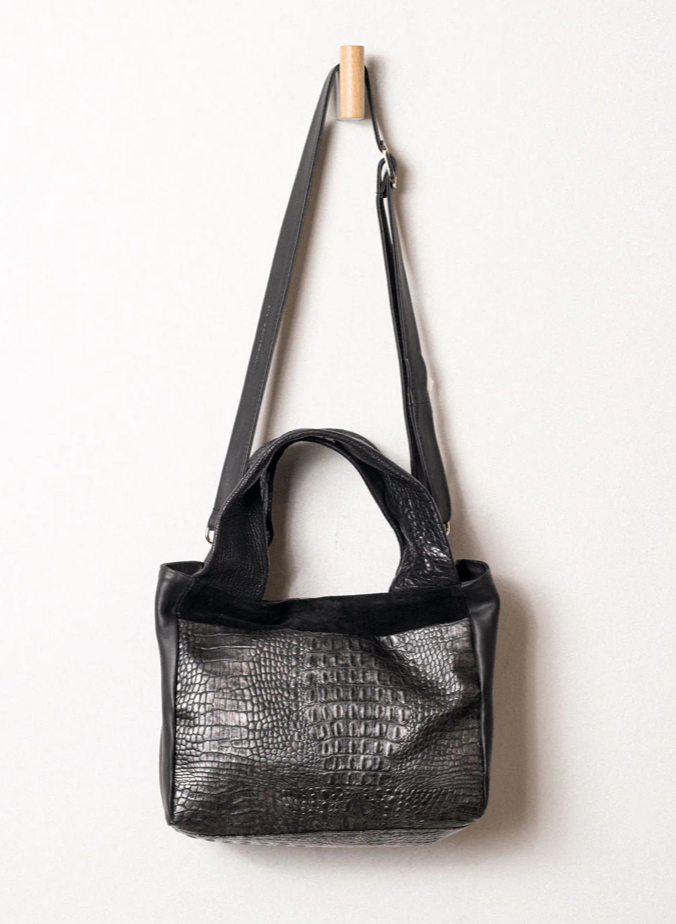 Aspen Shoppers Bag in Pewter Crocodile