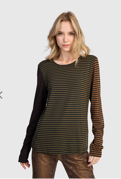 Olive Stripe Layering Tee