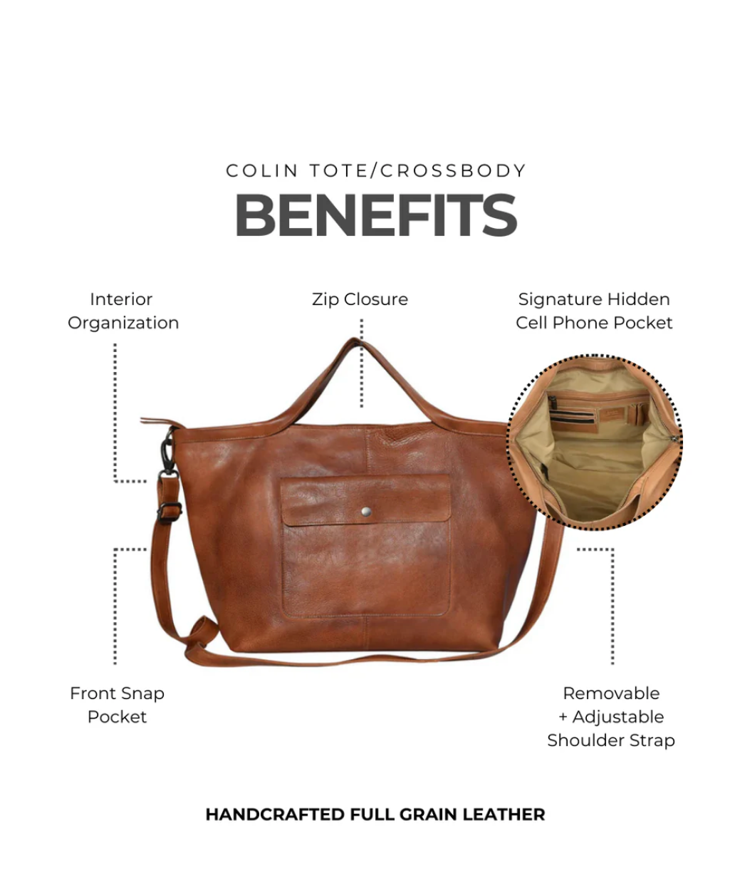 Colin Leather Tote in Oxblood