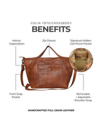 Colin Leather Tote in Oxblood