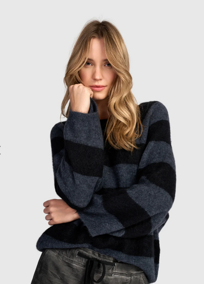 Spry Striped Sweater in Steel