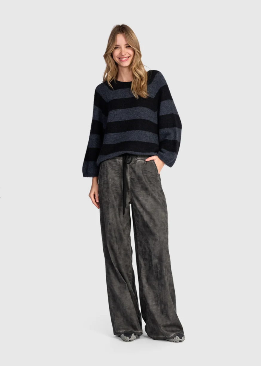 Spry Striped Sweater in Steel