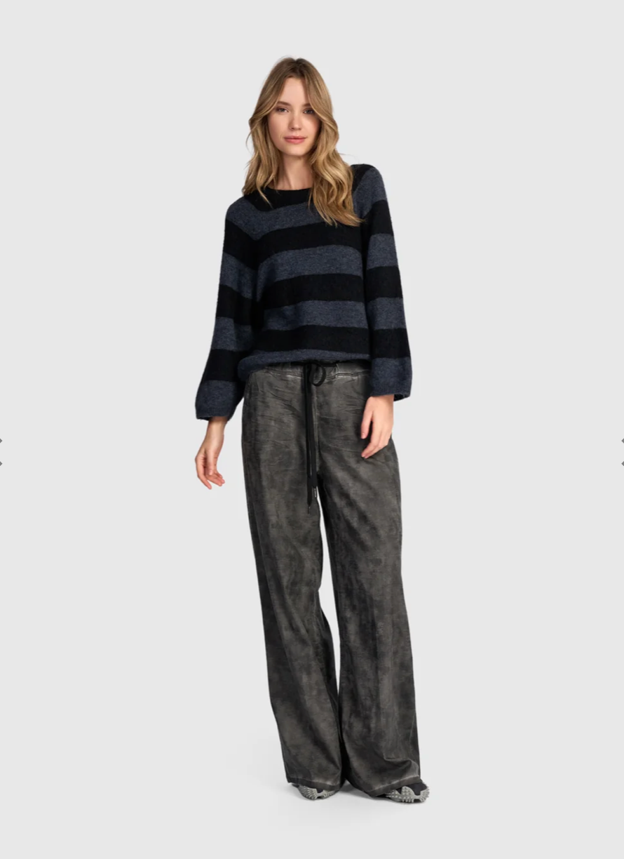 Spry Striped Sweater in Steel