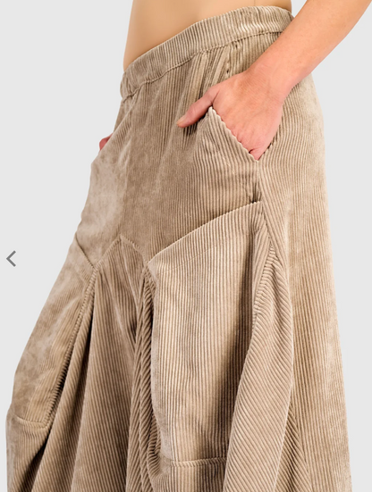Cord Harem Pant in Sand