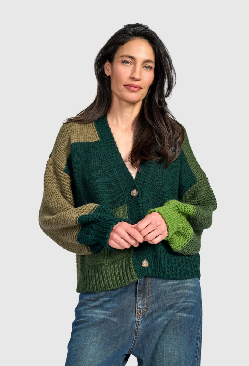 Carnival Chunky Knit Cardigan in Pine