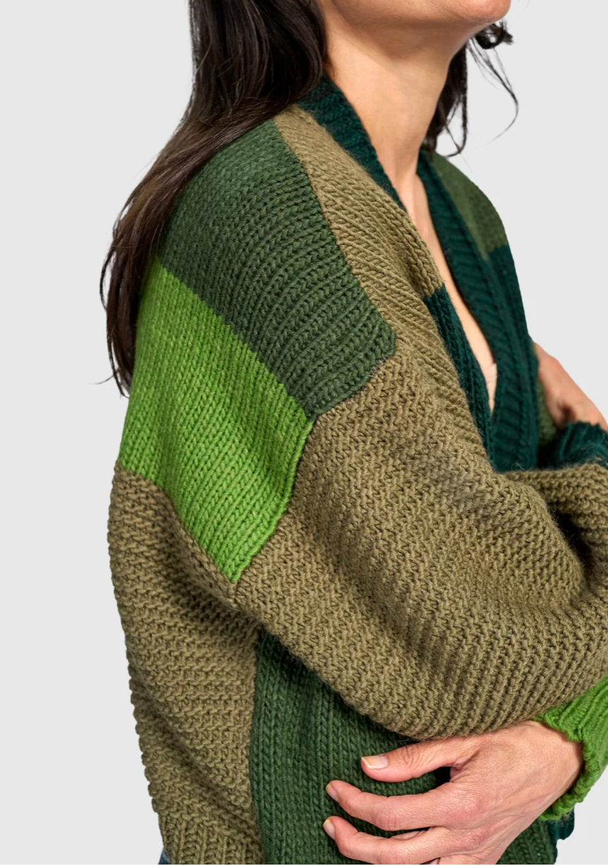 Carnival Chunky Knit Cardigan in Pine