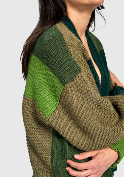 Carnival Chunky Knit Cardigan in Pine