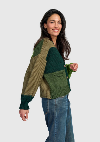 Carnival Chunky Knit Cardigan in Pine
