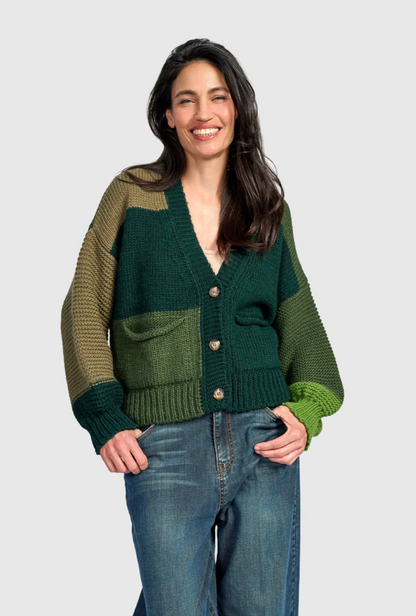 Carnival Chunky Knit Cardigan in Pine