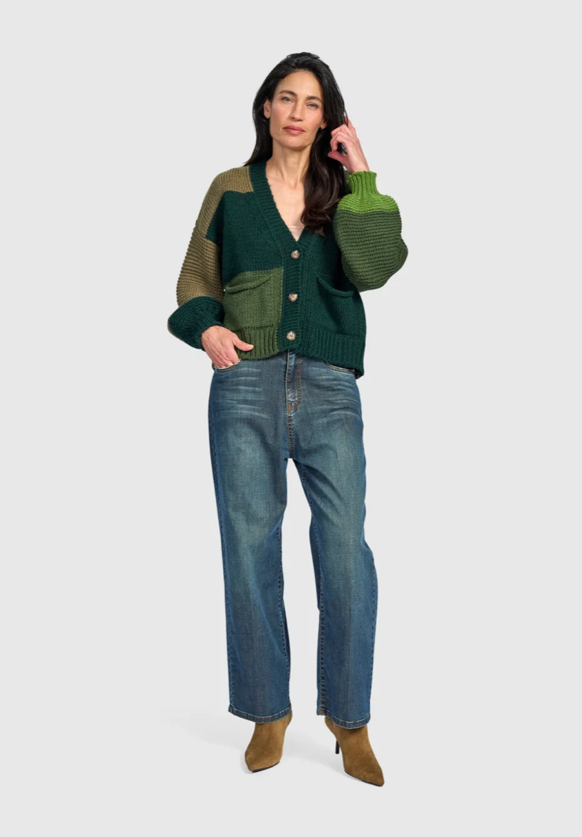 Carnival Chunky Knit Cardigan in Pine