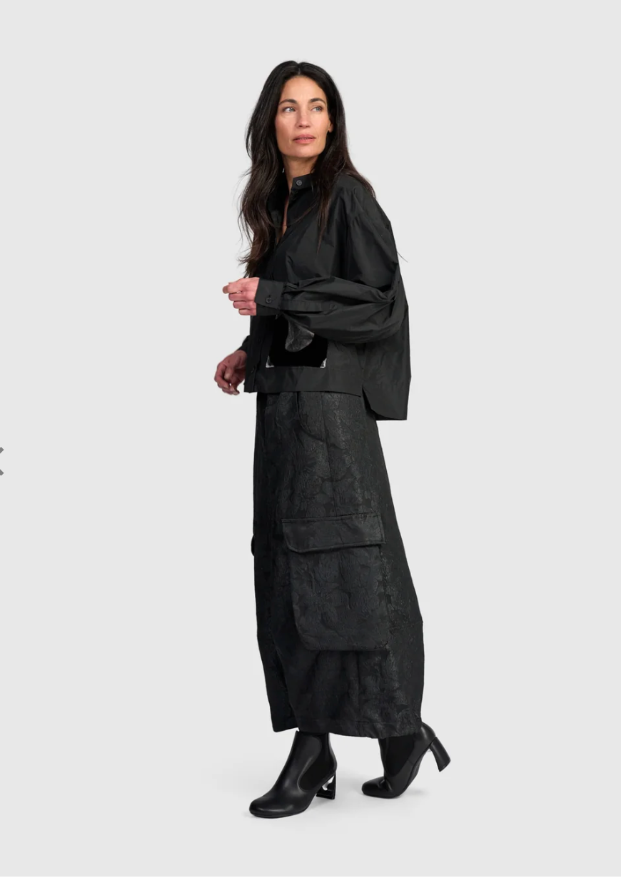 Blackthorn Camp Shirt in Black Taffeta