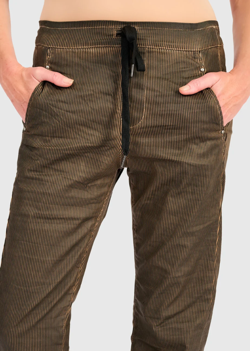 Pinstripe Iconic Stretch Jeans in Brown