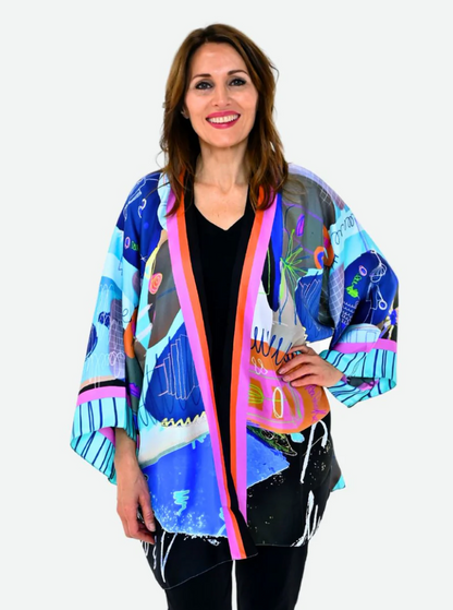 Turkoise Silk Kimono Robe