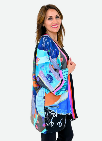 Turkoise Silk Kimono Robe