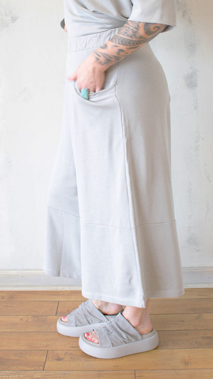 Wide Pants 3/4 in Perla