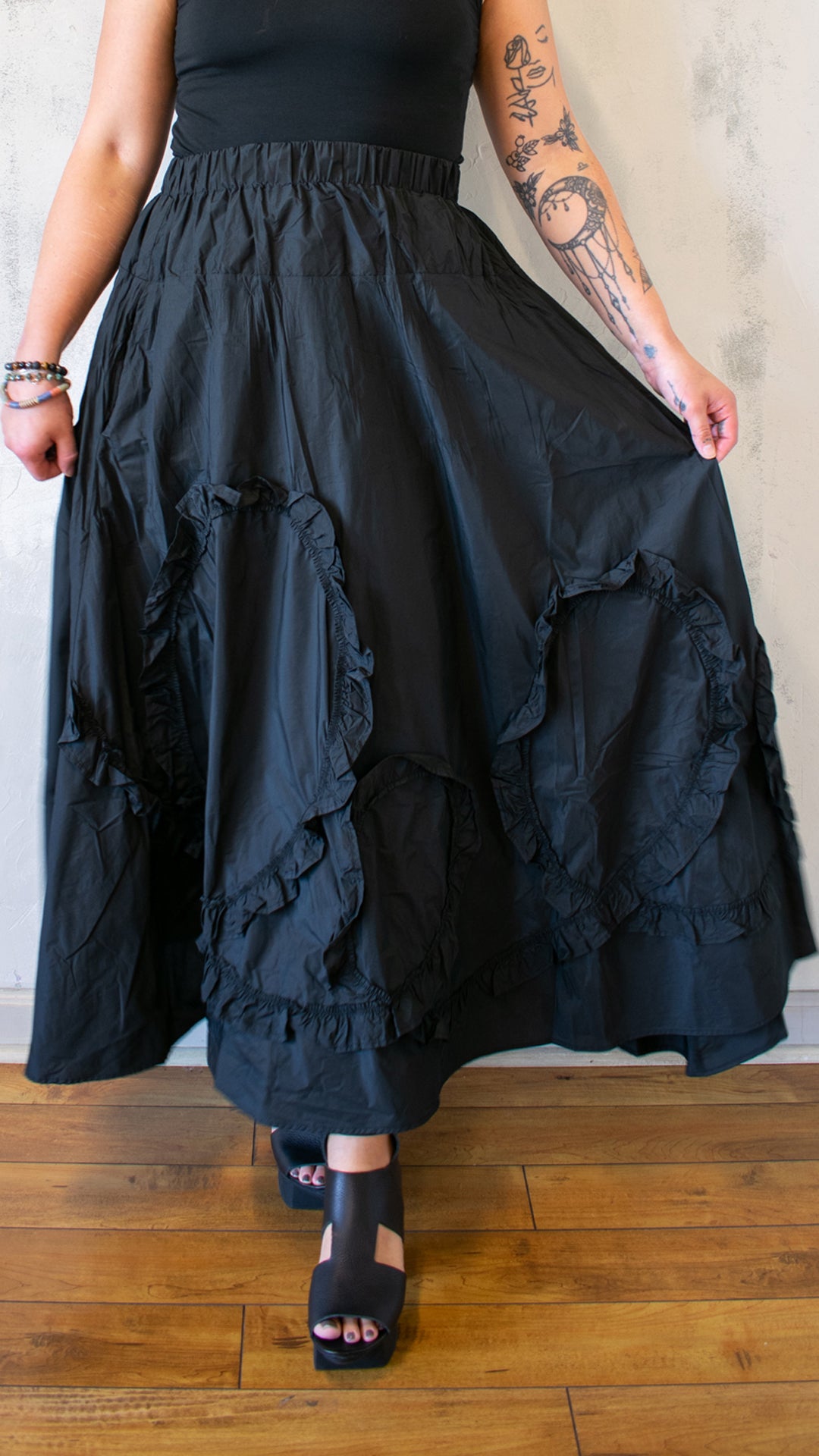 Full Maxi Skirt with Ruched Ribbon