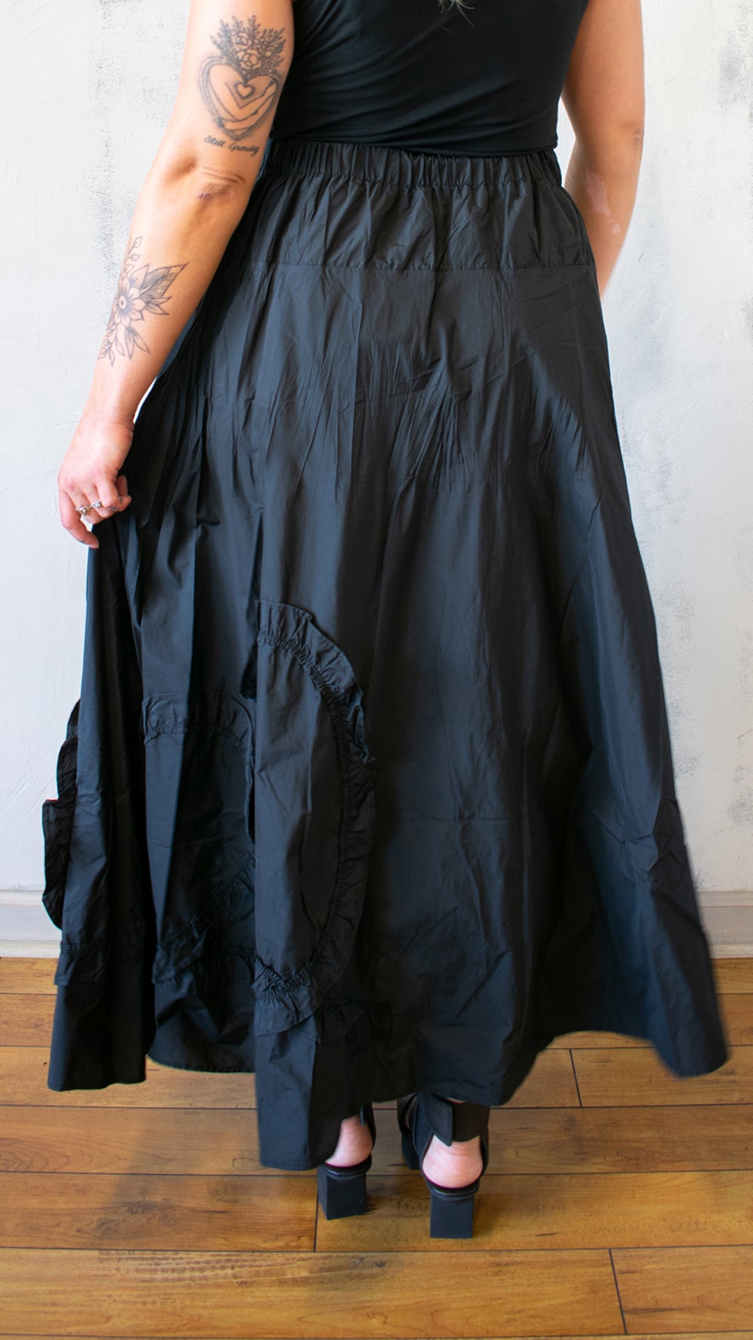 Full Maxi Skirt with Ruched Ribbon