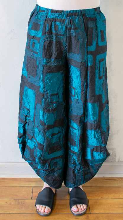Jacquard Lantern Pant in Turquoise