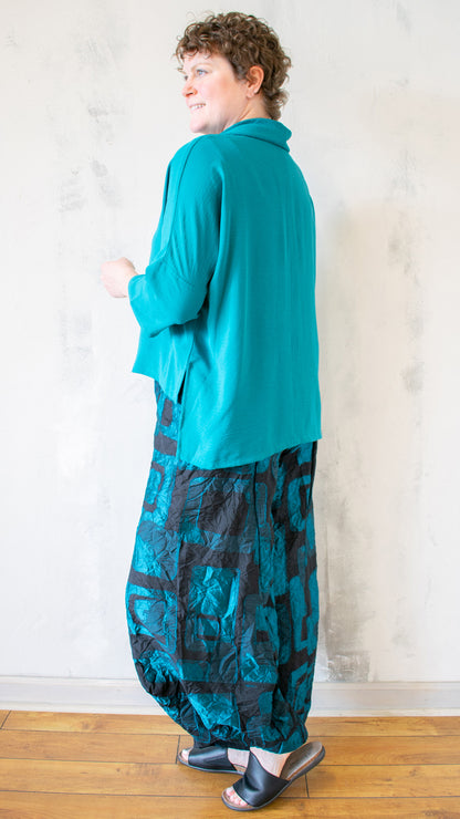 Cowl Neck Top in Turquoise