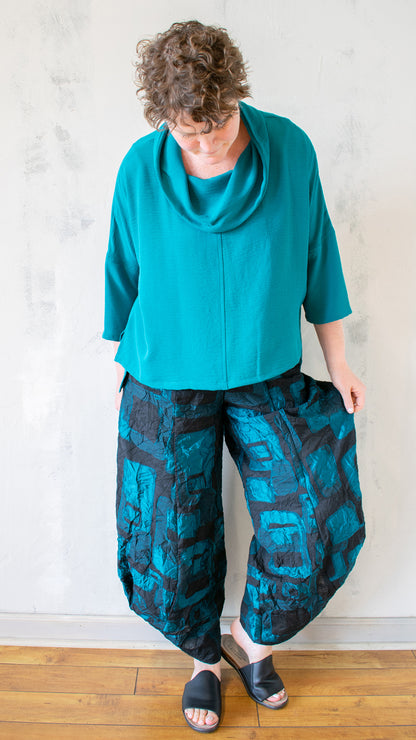 Cowl Neck Top in Turquoise