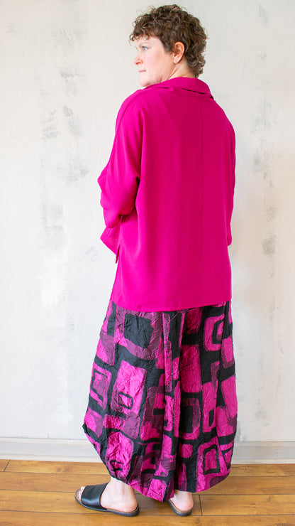 Cowl Neck Top in Fuchsia