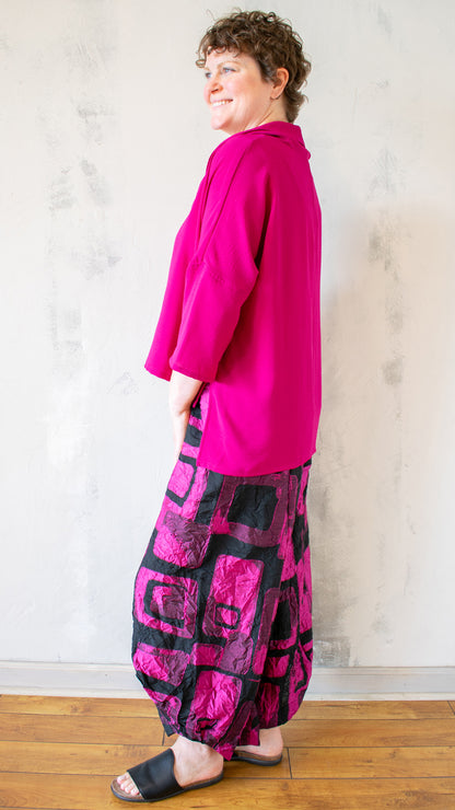 Cowl Neck Top in Fuchsia