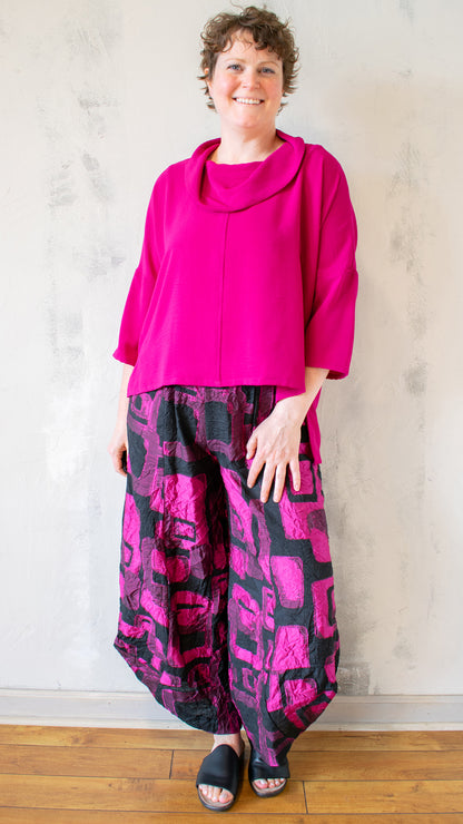 Cowl Neck Top in Fuchsia